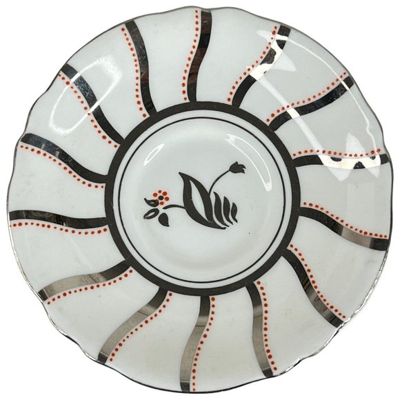 Paragon TeaCup And Saucer Stripe Orange Silver Floral By Appt Double Warrant VTG - Picture 4 of 16